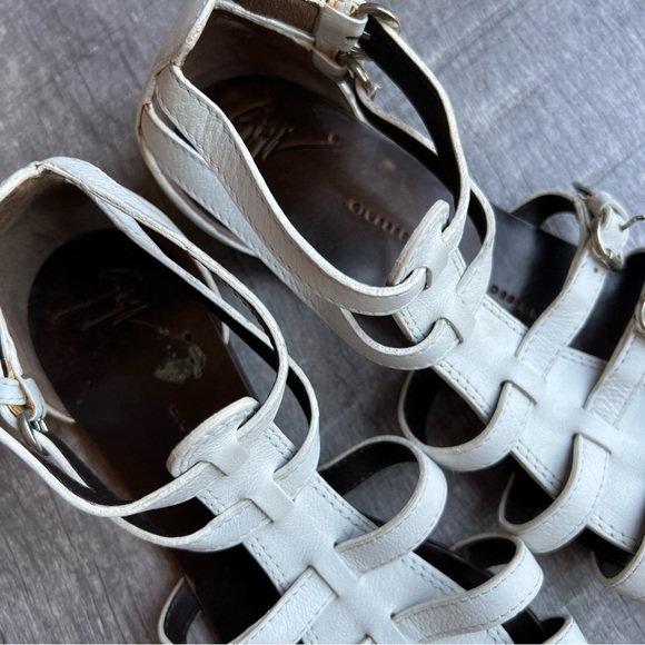 Giuseppe Zanotti Gladiator White Leather Flats Made Italy 37 - Picture 7 of 9
